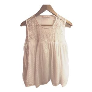 Zara Swiss Dot Floral Chiffon Tank